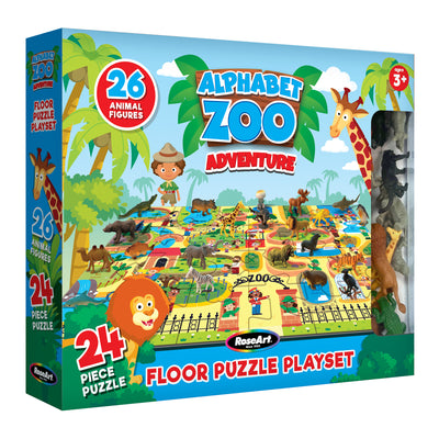 RoseArt -  Alphabet Zoo - 24 Piece Floor Puzzle Playset with 26 figures