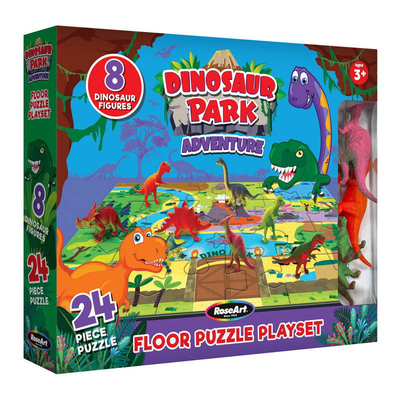 RoseArt-Floor Puzzle with 8 Figures-Dinosaur Park Adventure-24 Piece Jigsaw Puzzle