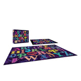 The ROSEART-ALPHABET PUZZLE 500 Piece Jigsaw Puzzle is displayed completed, partially assembled, and in its box against a white background.