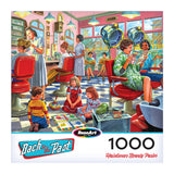 Experience the charm of ROSEART-BACK TO THE PAST-HAIRDRESSER BEAUTY PARLOR, a 1000 piece jigsaw puzzle featuring a vintage beauty parlor scene—perfect for fans of nostalgic illustrations and delightful puzzle challenges.