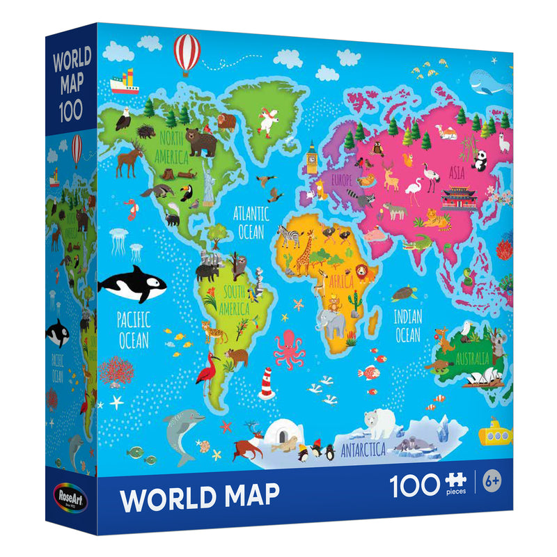 Roseart-Mapa del Mundo-Rompecabezas de 100 Piezas