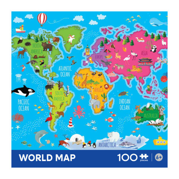 Roseart-Mapa del Mundo-Rompecabezas de 100 Piezas
