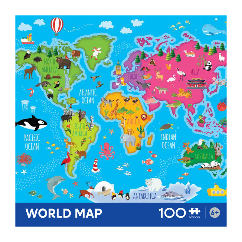 Roseart-Mapa del Mundo-Rompecabezas de 100 Piezas