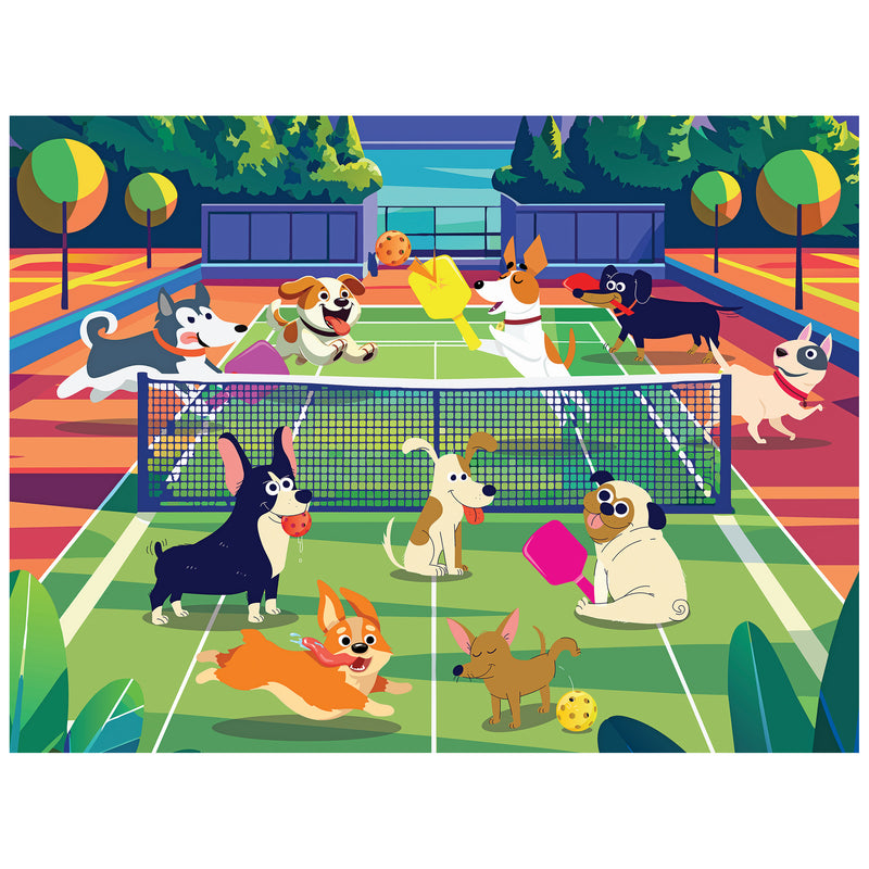 RoseArt Sports Pups Pickleball Pups Puzzle de 300 pièces – Scène amusante de chiens jouant au pickleball