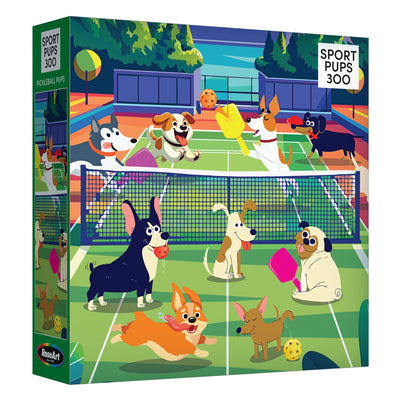 RoseArt Sports Pups Pickleball Pups Puzzle de 300 pièces – Scène amusante de chiens jouant au pickleball