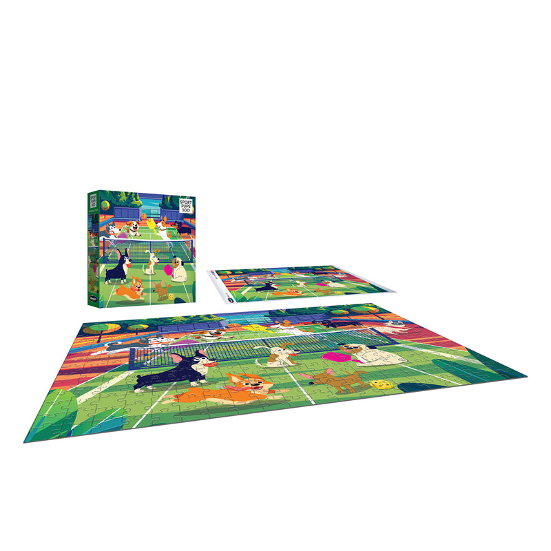 RoseArt Sports Pups Pickleball Pups Puzzle de 300 pièces – Scène amusante de chiens jouant au pickleball