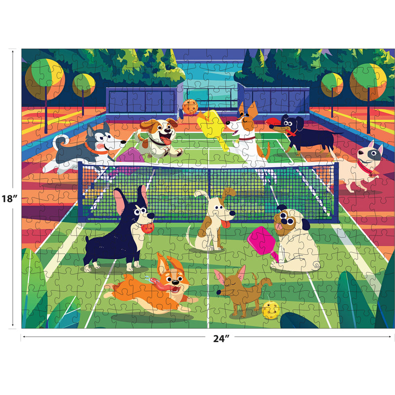 RoseArt Sports Pups Pickleball Pups Puzzle de 300 pièces – Scène amusante de chiens jouant au pickleball