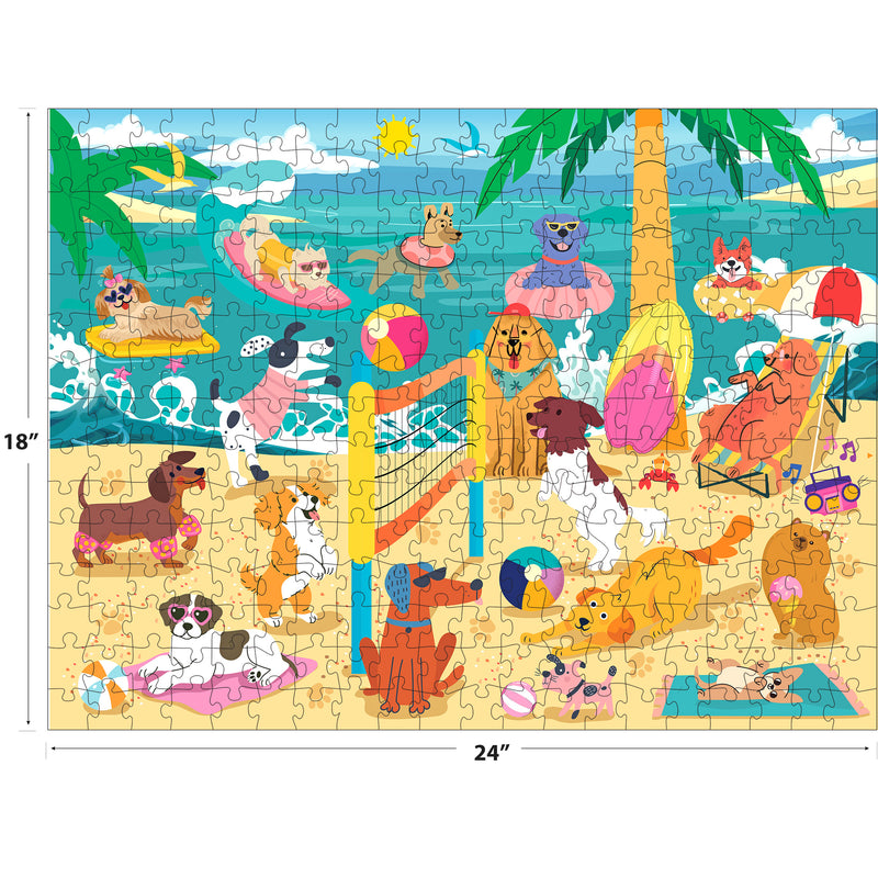 RoseArt Sports Pups Les chiots de volleyball de plage Puzzle de 300 pièces – Scène de plage de chiens