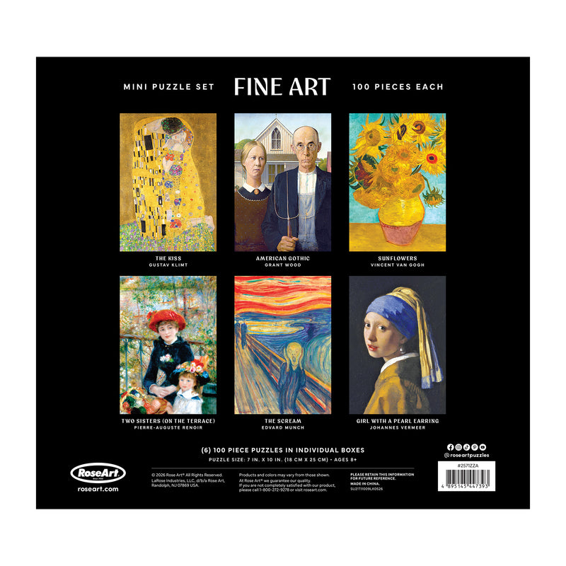 RoseArt-Mini Puzzle Set-Fine Art 6 x 100 Piece Puzzles