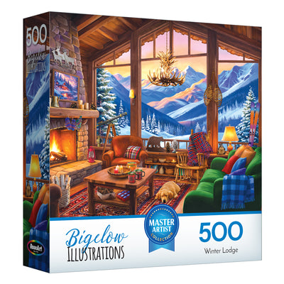 RoseArt-Bigelow Illustrates-Winter Lodge-500 Piece Jigsaw Puzzle