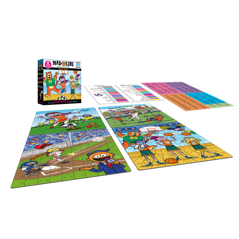 RoseArt - Mad Libs - All Star Sports - 4 x 100 Piece Jigsaw Puzzles
