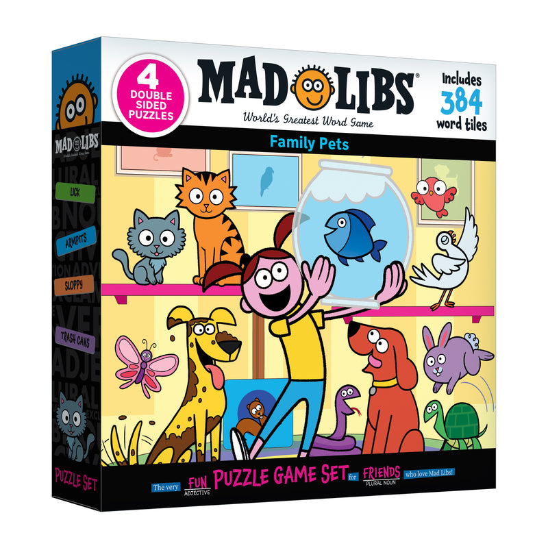 RoseArt - Mad Libs - Family Pets - 4 x 100 Piece Jigsaw Puzzles