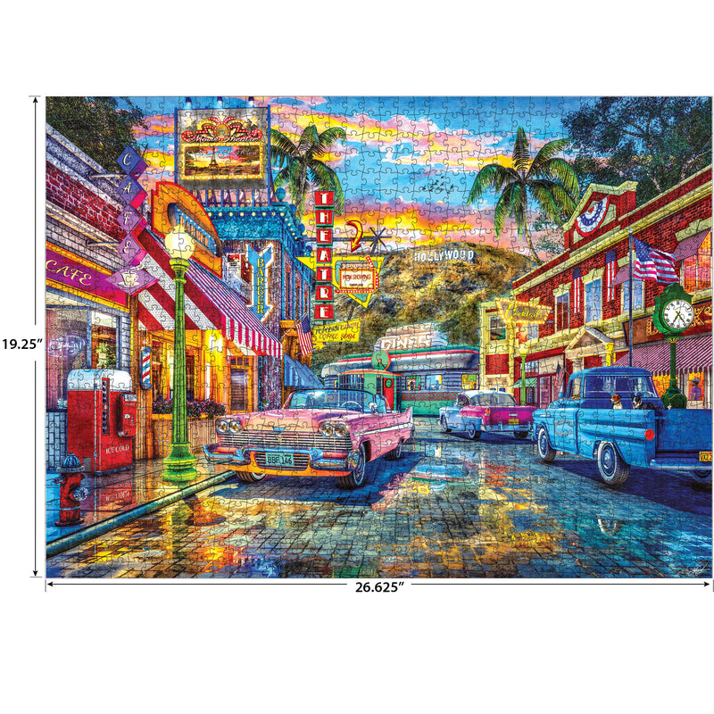 RoseArt - Retour vers le passé - Hollywood Street des années 1950 - Puzzle de 1000 pièces