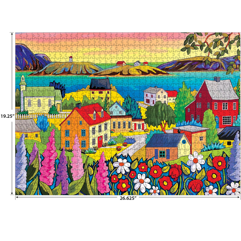 RoseArt-Soft Touch-Whimsical Lighthouse Bay-1000 Piece Jigsaw Puzzle