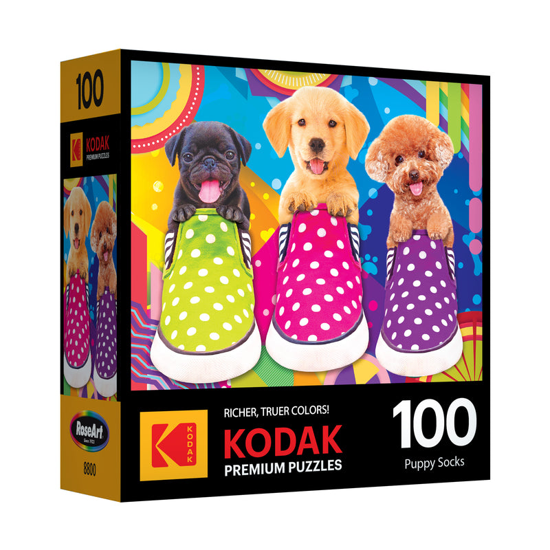 RoseArt - Kodak Premium - Puppy Socks - 100 Piece Jigsaw Puzzle
