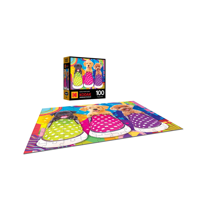 RoseArt - Kodak Premium - Puppy Socks - 100 Piece Jigsaw Puzzle
