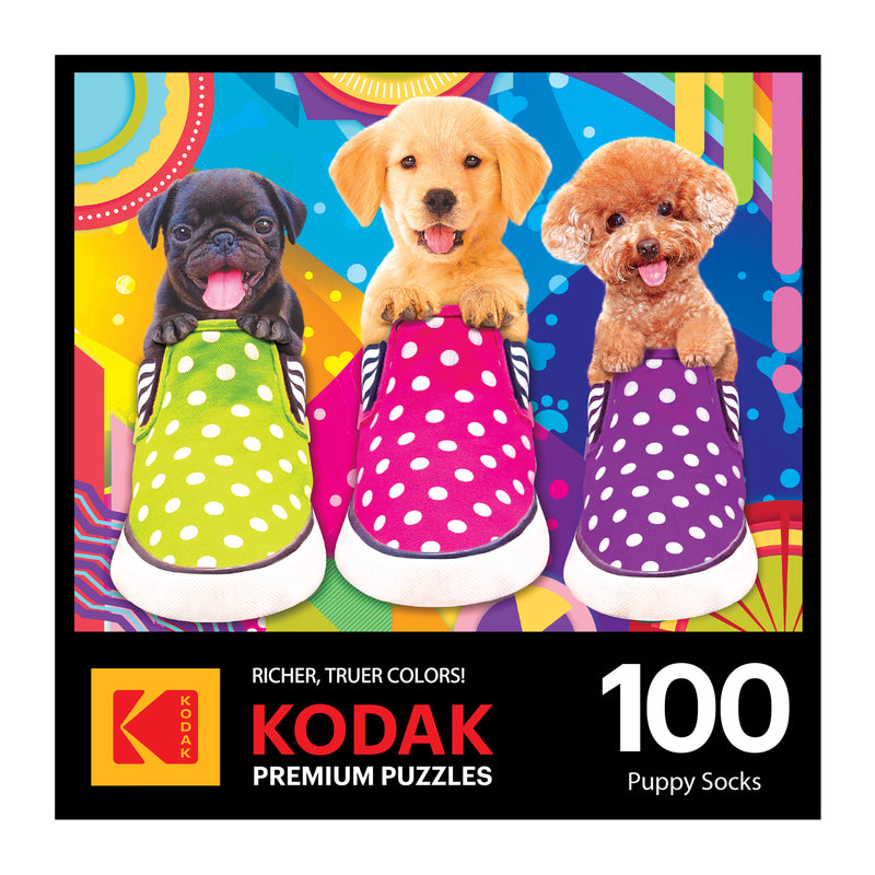 RoseArt - Kodak Premium - Puppy Socks - 100 Piece Jigsaw Puzzle