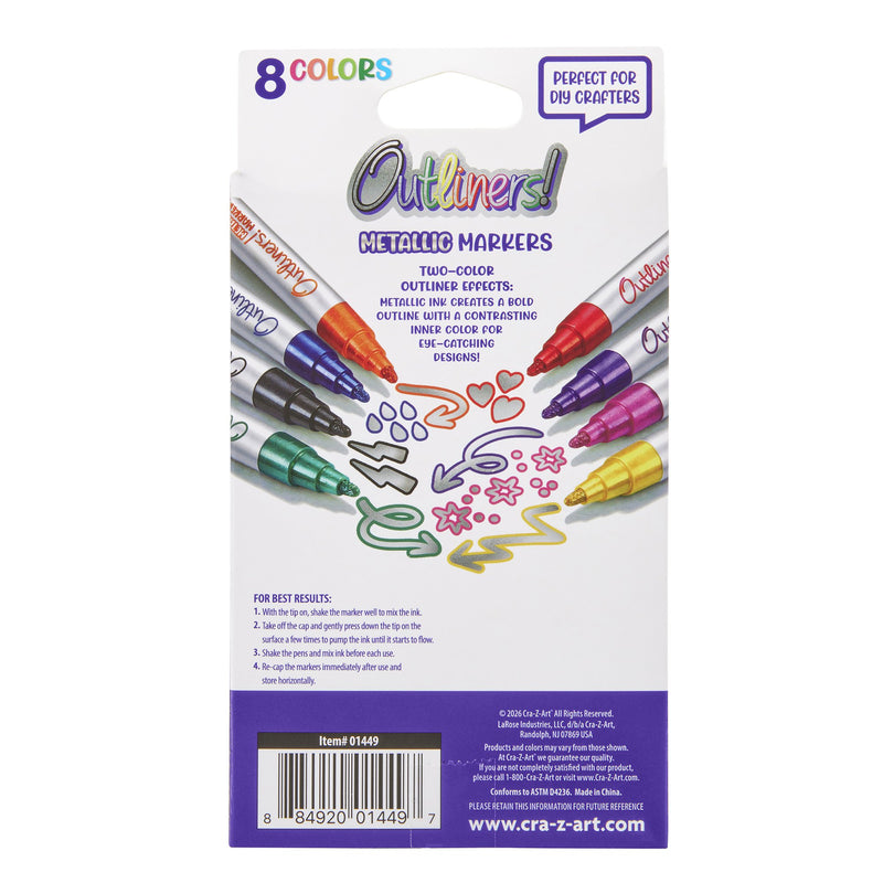 Cra-Z-Art Outliners Metallic Markers, 8 Colors, Two-Color Effect
