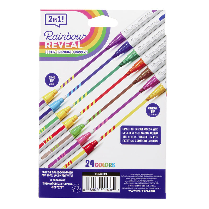 Cra-Z-Art Rainbow Reveal Color Changing Markers, 12 Double-Ended Markers, 24 Colors