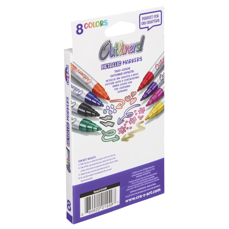 Cra-Z-Art Outliners Metallic Markers, 8 Colors, Two-Color Effect