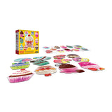 RoseArt - 12 Mini-Shaped - Cupcakes - 500 Piece Jigsaw Puzzles, featuring 12 individual cupcake-shaped puzzles with a total of 500 pieces. Each puzzle is vibrant and colorful, displayed alongside the packaging box.