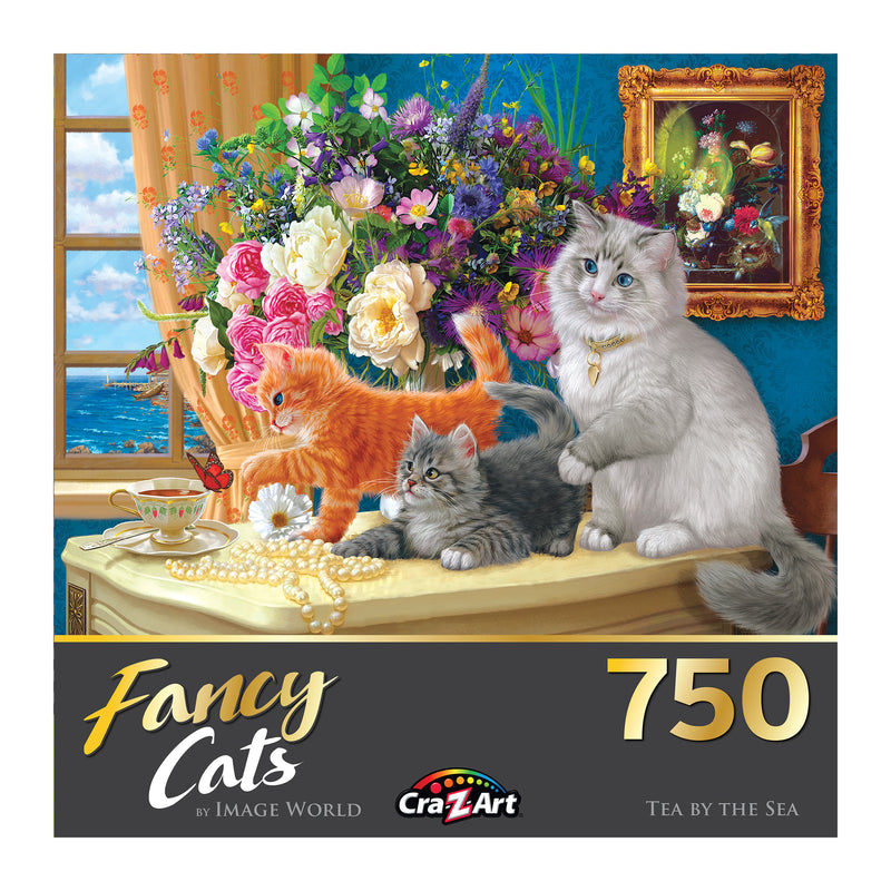 RoseArt - Gatos Elegantes - Travesuras de Biblioteca - Rompecabezas de 750 Piezas