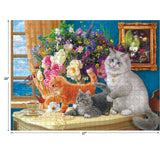 RoseArt - Gatos Elegantes - Travesuras de Biblioteca - Rompecabezas de 750 Piezas