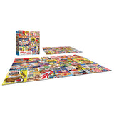 A completed RoseArt - Kellogg's - Cereal Favorites - 1000 Piece Jigsaw Puzzle featuring vintage Kellogg's cereal box art, with the puzzle box on the side displaying the same artwork.