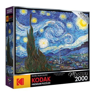 Box of a RoseArt - Kodak Masters - The Starry Night by Vincent Van Gogh - 2000 Piece Jigsaw Puzzle.