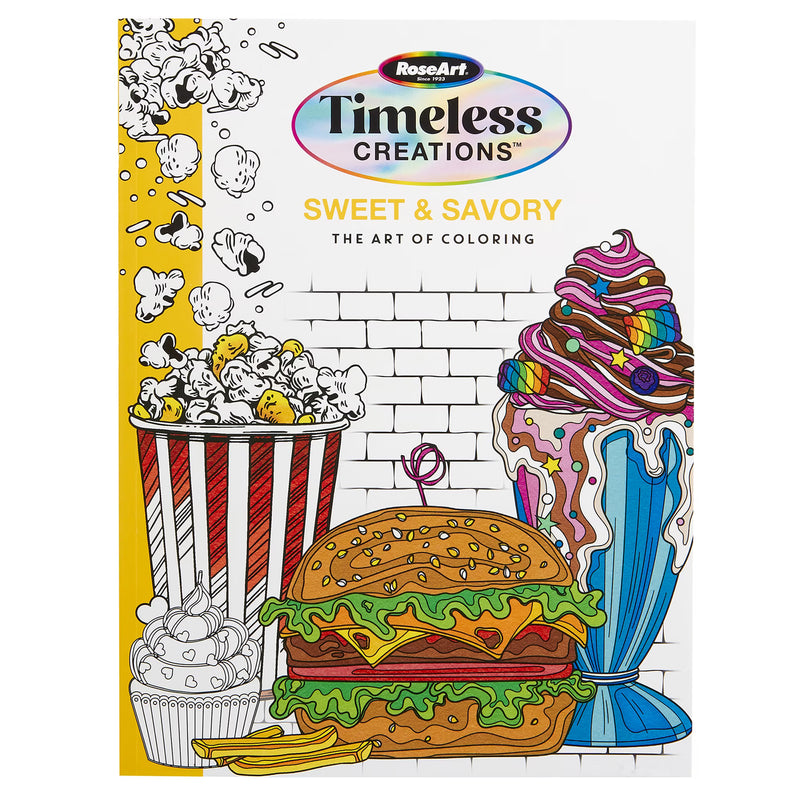 Cra-Z-Art Timeless Creations Sweet & Savory Food Adult Coloring Book, 64 Designs
