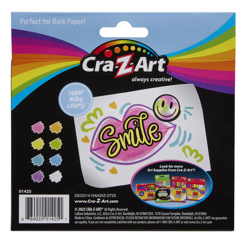 Cra-Z-Art Milky Broad Line Markers, 8 Pastel Colors, Ages 3+
