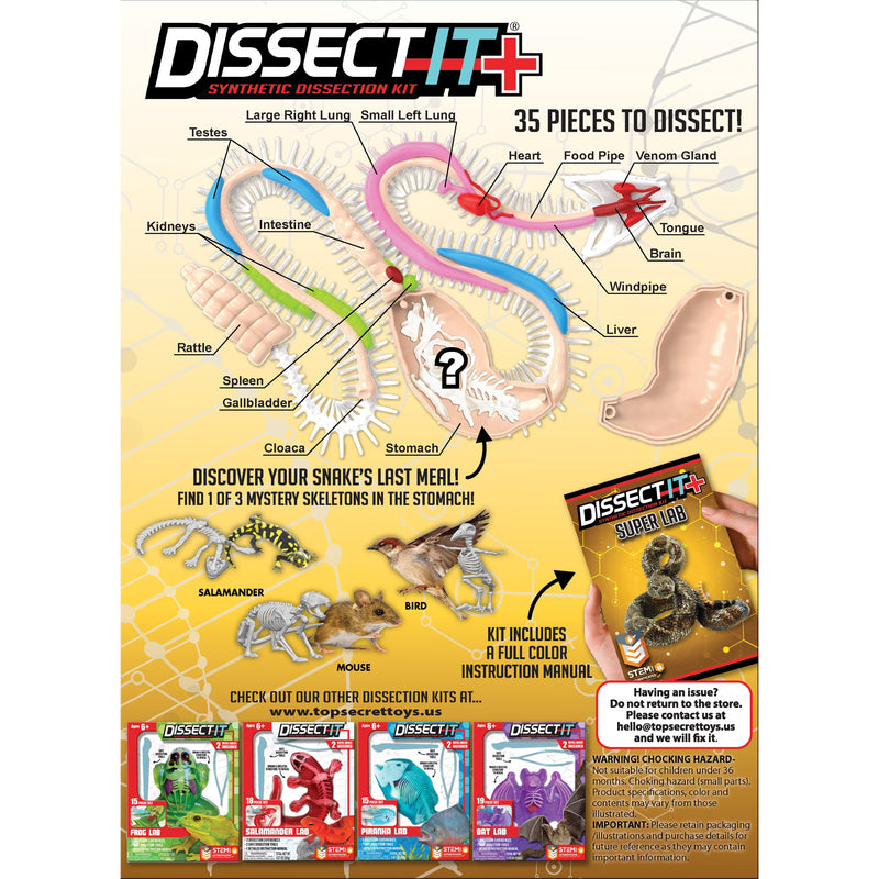 Dissect It Rattlesnake Super Lab Dissection Kit for Kids, Snake Anatomy STEM Science Kit, Ages 6+