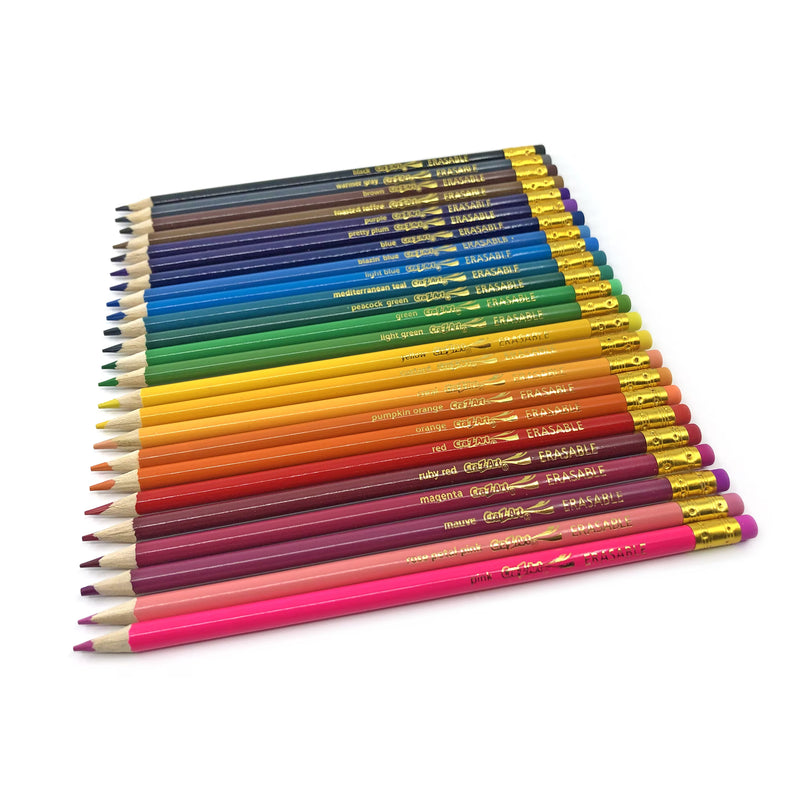 Cra-Z-Art Erasable Colored Pencils with Erasers, 24 Colors, Pre-Sharpened, Ages 3+