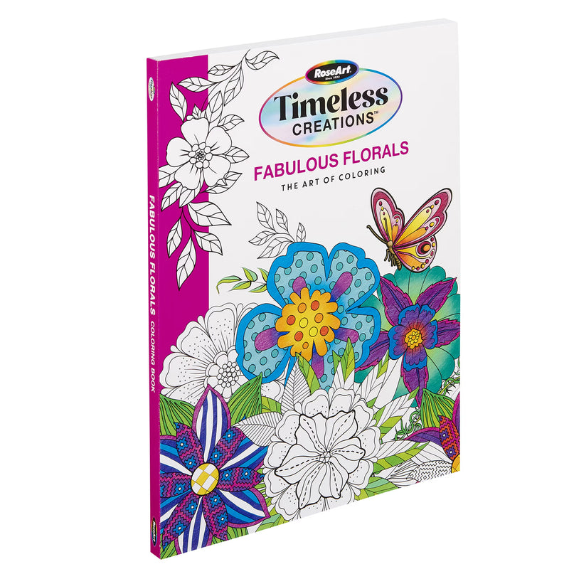 Cra-Z-Art Timeless Creations Fabulous Florals Adult Coloring Book, 64 Floral Designs
