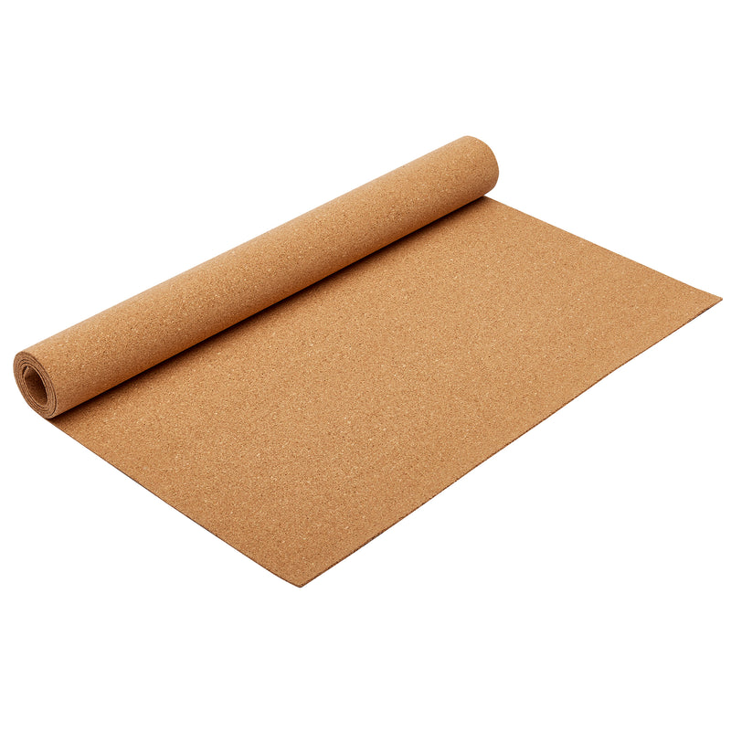 A roll of Board Dudes HOBBY CORK ROLL - 3/32 in thick 24 x 48 INCH partially unrolled, displaying its smooth, brown surface against a white background.