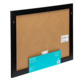 Back view of a Board Dudes Dry Erase Calendar Cork Magnetic Combo 22 x 18 inches: Stylish Organization for Any Space on a white background. It includes mounting hardware, a cardboard backing, and has two hooks for hanging. A blue label at the bottom lists included items.