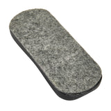 A Board Dudes Dry Erase Felt Eraser: Effortless Erasing for Home and Office Use with a gray surface and a black base, typically used for chalkboards or whiteboards.