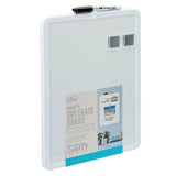 A Board Dudes Dry Erase Board 11x14 INCH: Elevate Your Organizational Style with two square magnets and a black marker attached at the top. The board measures 11 x 14 inches and includes mounting instructions.