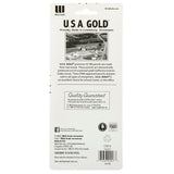 Back of a USA Gold Yellow Pencil 10 Count package detailing the product's features, including premium #2 HB pencils made from California Incense Cedar wood, PMA approval, and a quality guarantee.