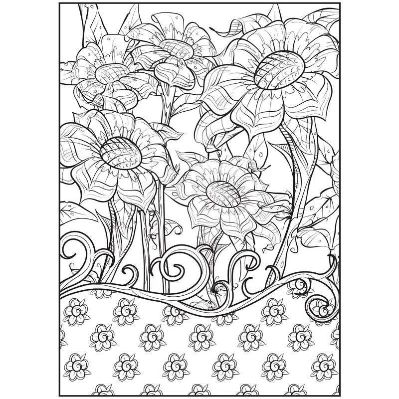 Cra-Z-Art Timeless Creations Fabulous Florals Adult Coloring Book, 64 Floral Designs