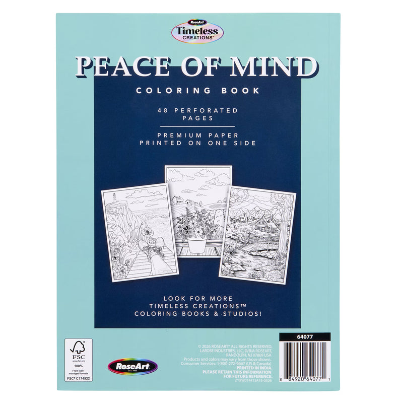 Timeless Creations Peace of Mind Adult Coloring Book, 48 Pages