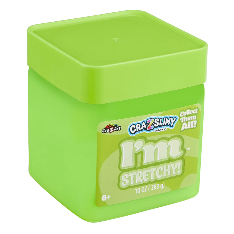 Cra-Z-Slimy I’m Stretchy Neon Green Slime for Kids, Super Stretchy Sensory Slime, 10 oz Jar