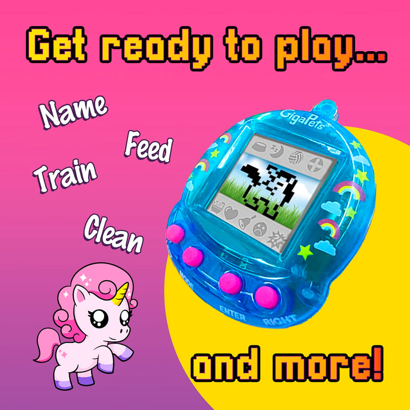 Giga Pets Unicorn Interactive Virtual Pet Keychain Toy, Ages 5+