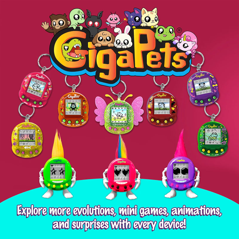 Giga Pets Unicorn Interactive Virtual Pet Keychain Toy, Ages 5+