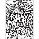 Cra-Z-Art Timeless Creations Follow Your Dreams Adult Coloring Book, 64 Intricate Designs for Adults & Teens