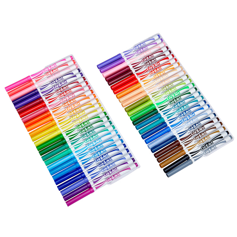 Two sets of Cra-Z-Art Supertip Marker 50 Count arranged in rows, each containing 24 pens in various shades. The pens are organized by color gradient from reds to blues, greens, and browns.