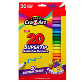 Package of Cra-Z-Art Supertip Marker 20 Count in 20 different colors, including 6 scented options. The box features multicolored markers displayed vertically on the right side.