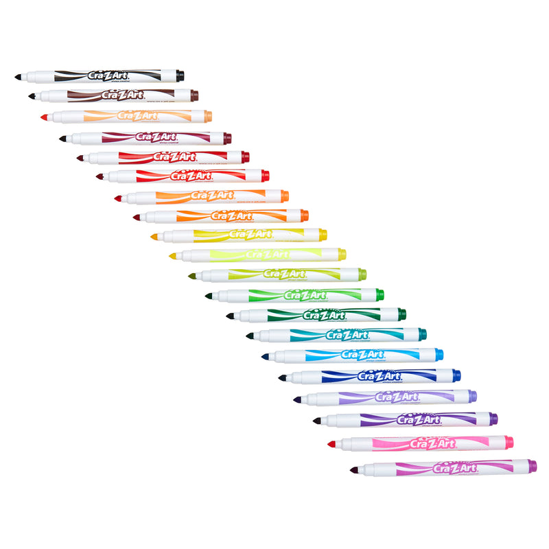 A set of Cra-Z-Art Supertip Marker 20 Count arranged diagonally in pairs, featuring a variety of colors including black, brown, red, orange, yellow, green, blue, and purple.