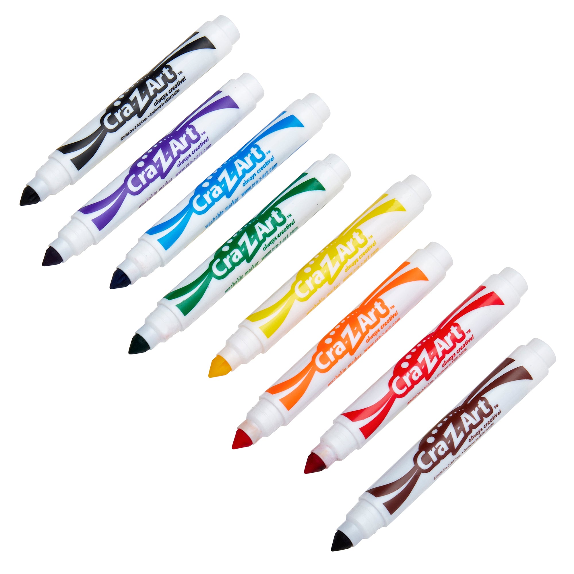 Cra-Z-Art Washable Broadline Markers, 8 Count – Classic Colors, Bold T