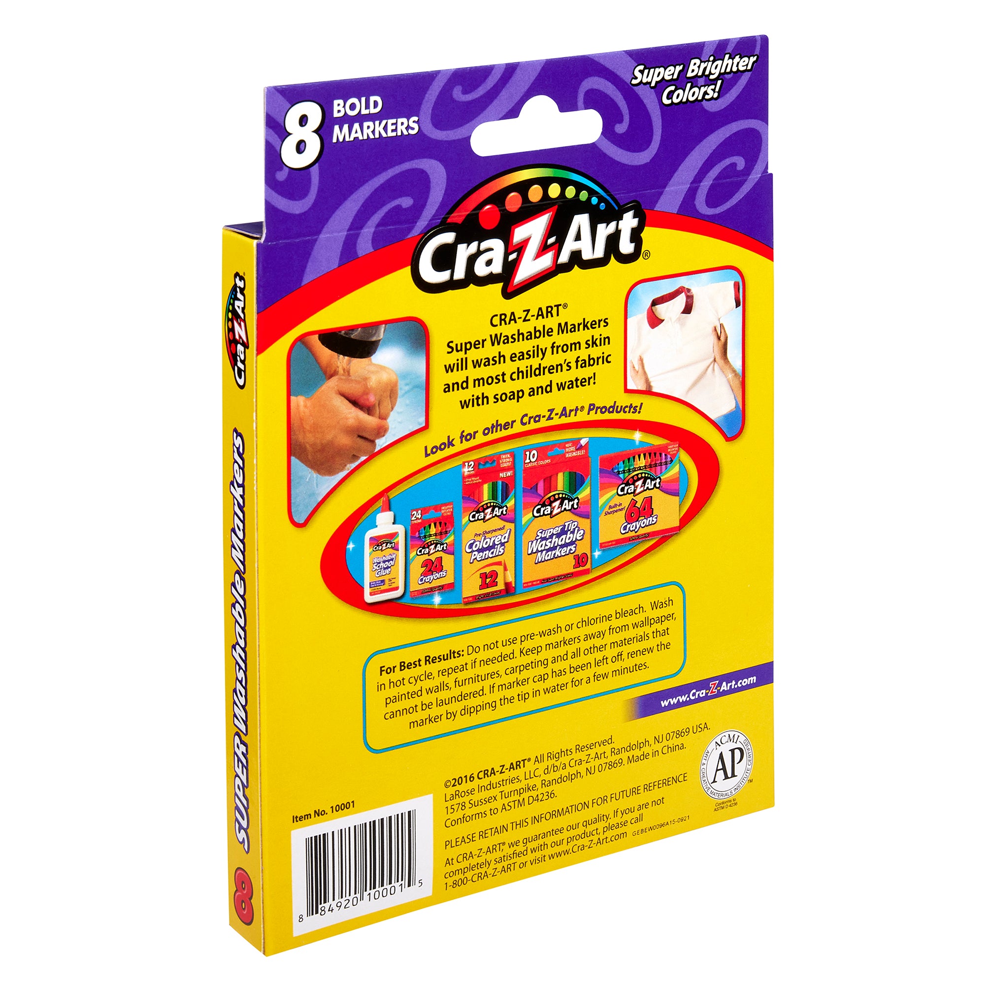 Cra-Z-Art Broadline Markers, 8 Count, Washable, Bold Colors, Non-Toxic